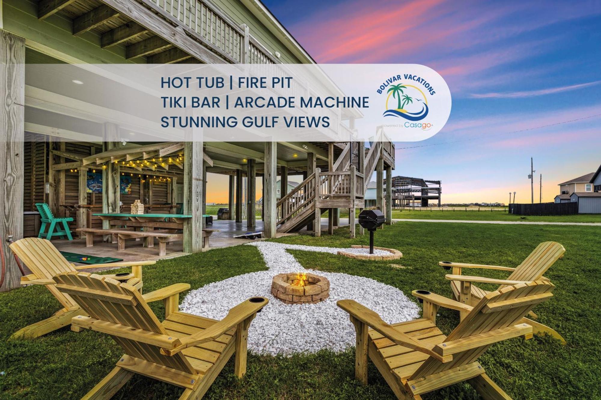 Seas The Day! 4Br Retreat, Hot Tub, Game Room, Firepit & Gulf Views Port Bolivar Экстерьер фото